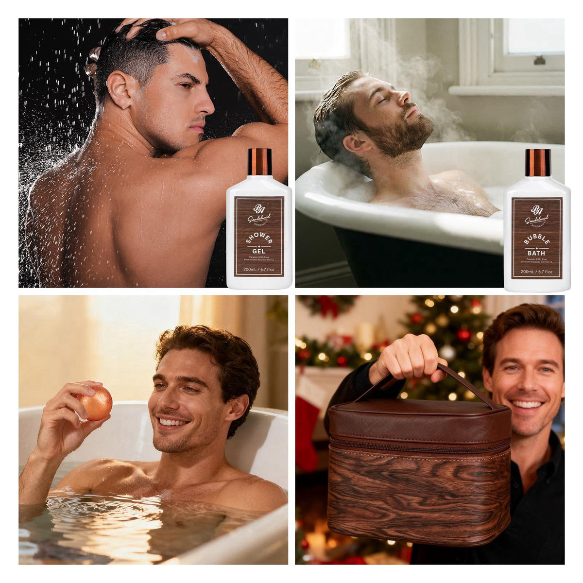 21 Pcs Sandalwood Bath Body Care Gift Basket Set for Men by RA ROSA ACCA — view 5