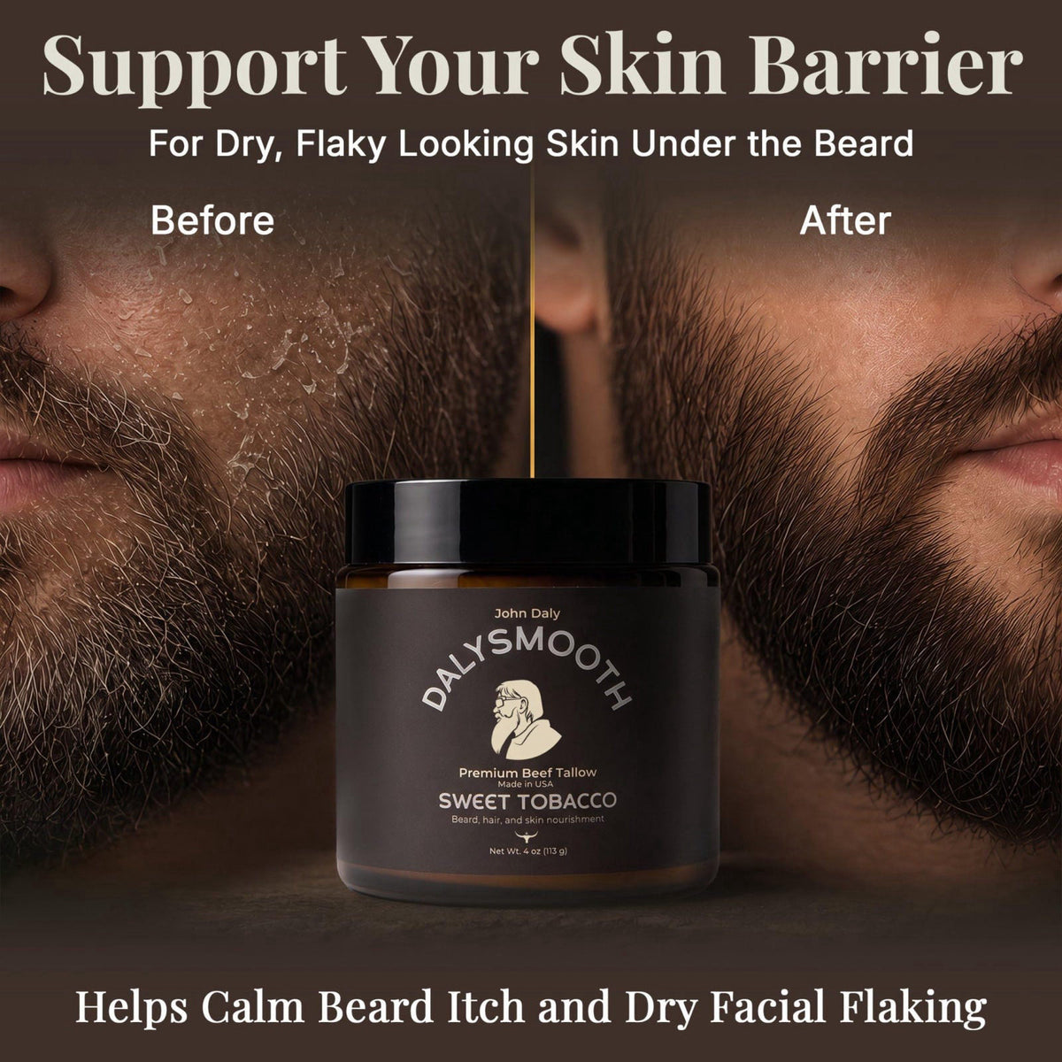 John Daly Sweet Tobacco Beef Tallow Balm Face Beard 4oz by DALYSMOOTH — view 6
