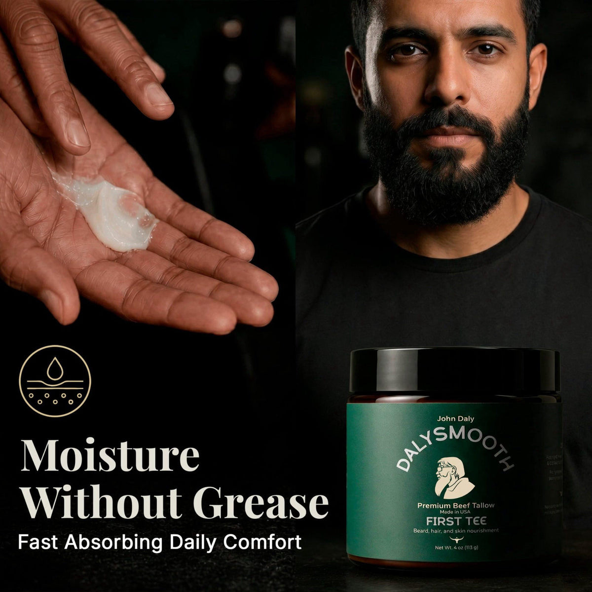 John Daly First Tee Beef Tallow Balm Face Beard 4oz by DALYSMOOTH — view 5