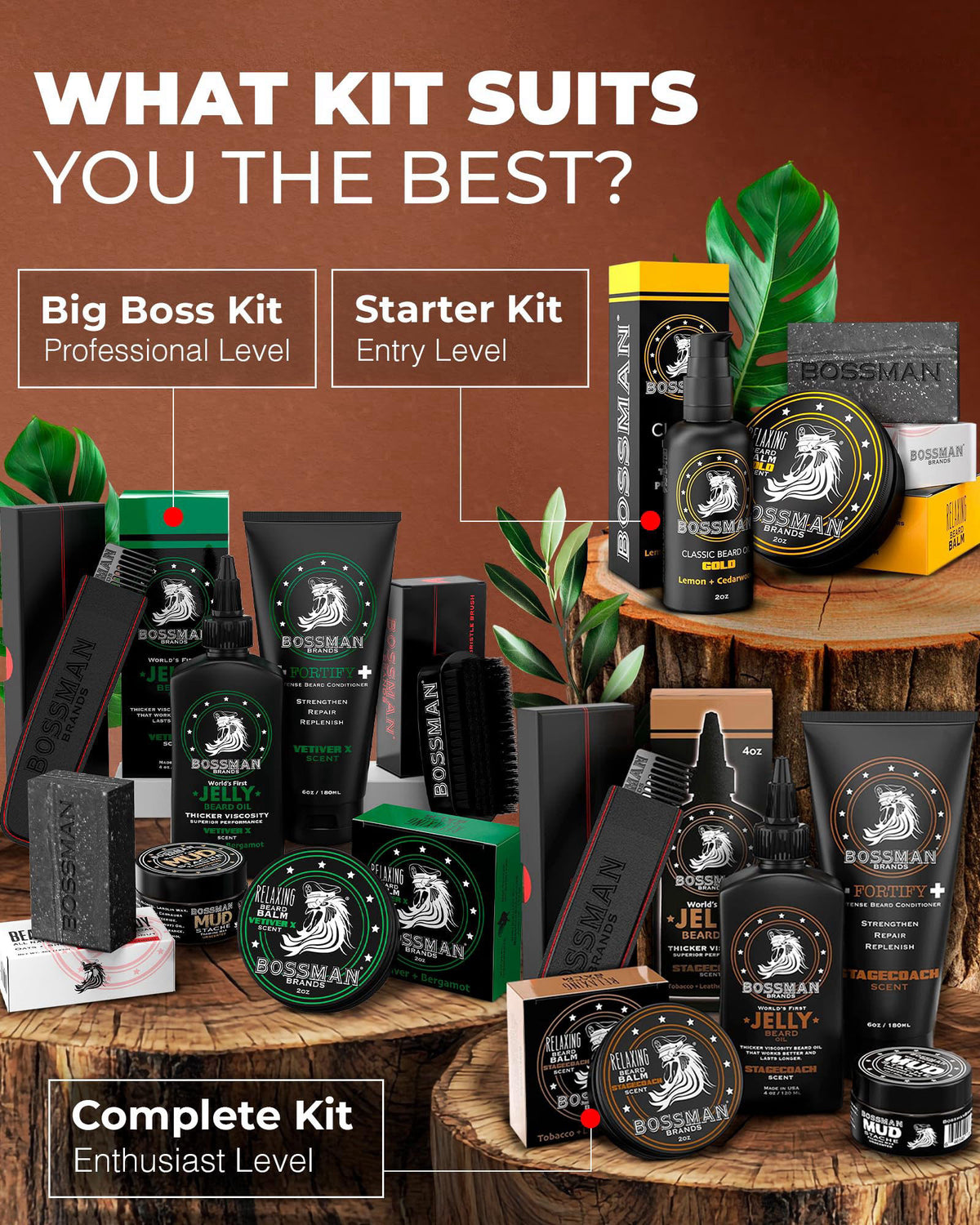Bossman Essentials Beard Kit for Men 3 Piece Gift Set — view 7