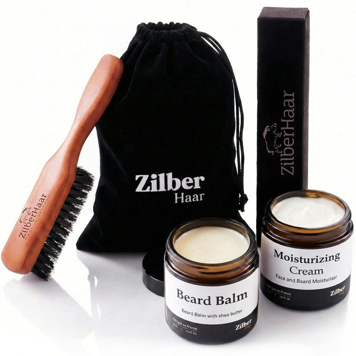 ZilberHaar Beard Care Kit Brush Balm Moisturizing Cream Men — view 2