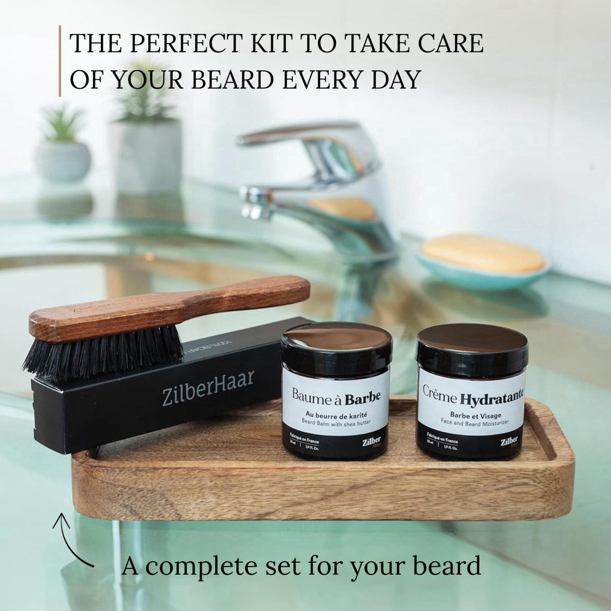 ZilberHaar Beard Care Kit Brush Balm Moisturizing Cream Men — view 3