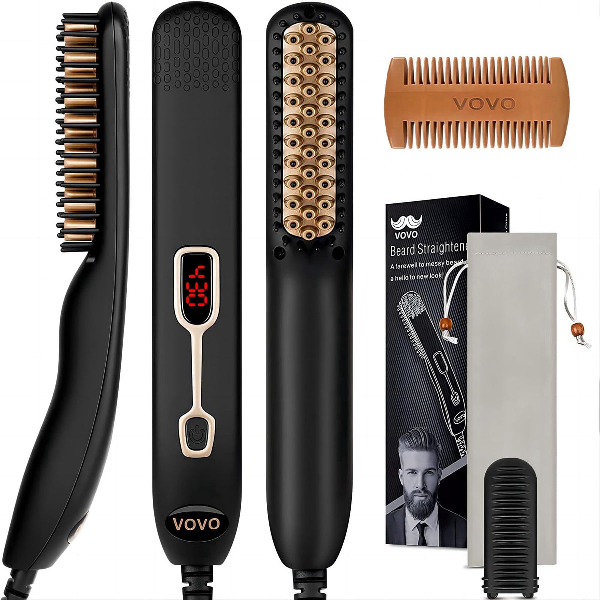 VOVO Beard Straightener Comb Upgrade Professional 2 in 1 Men — view 3