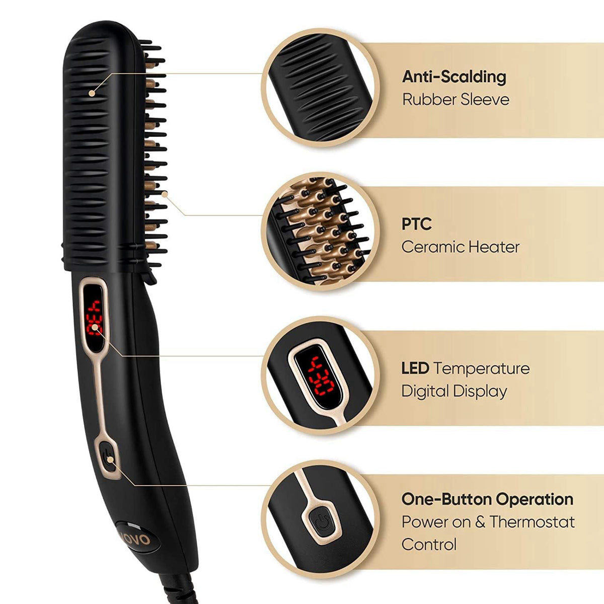 VOVO Beard Straightener Comb Upgrade Professional 2 in 1 Men — view 4