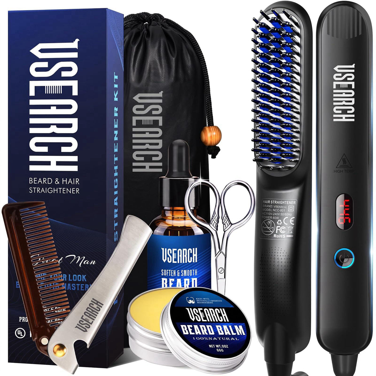 Heated Beard Straightener for Men by Vsearch
