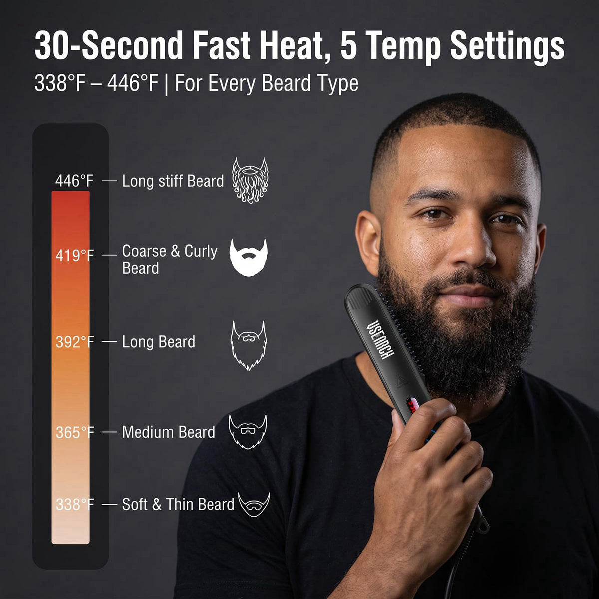 Heated Beard Straightener for Men by Vsearch — view 4