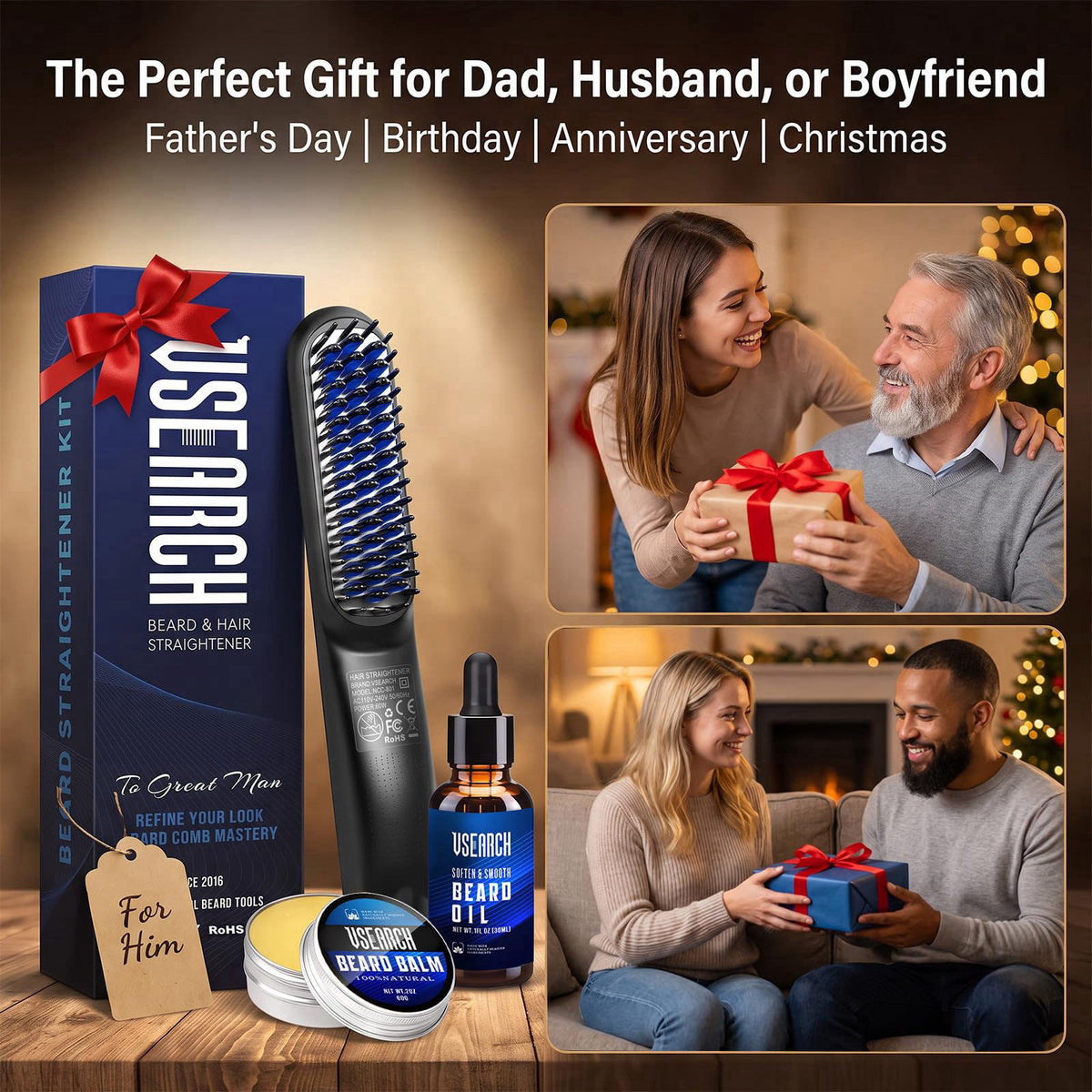 Heated Beard Straightener for Men by Vsearch — view 8