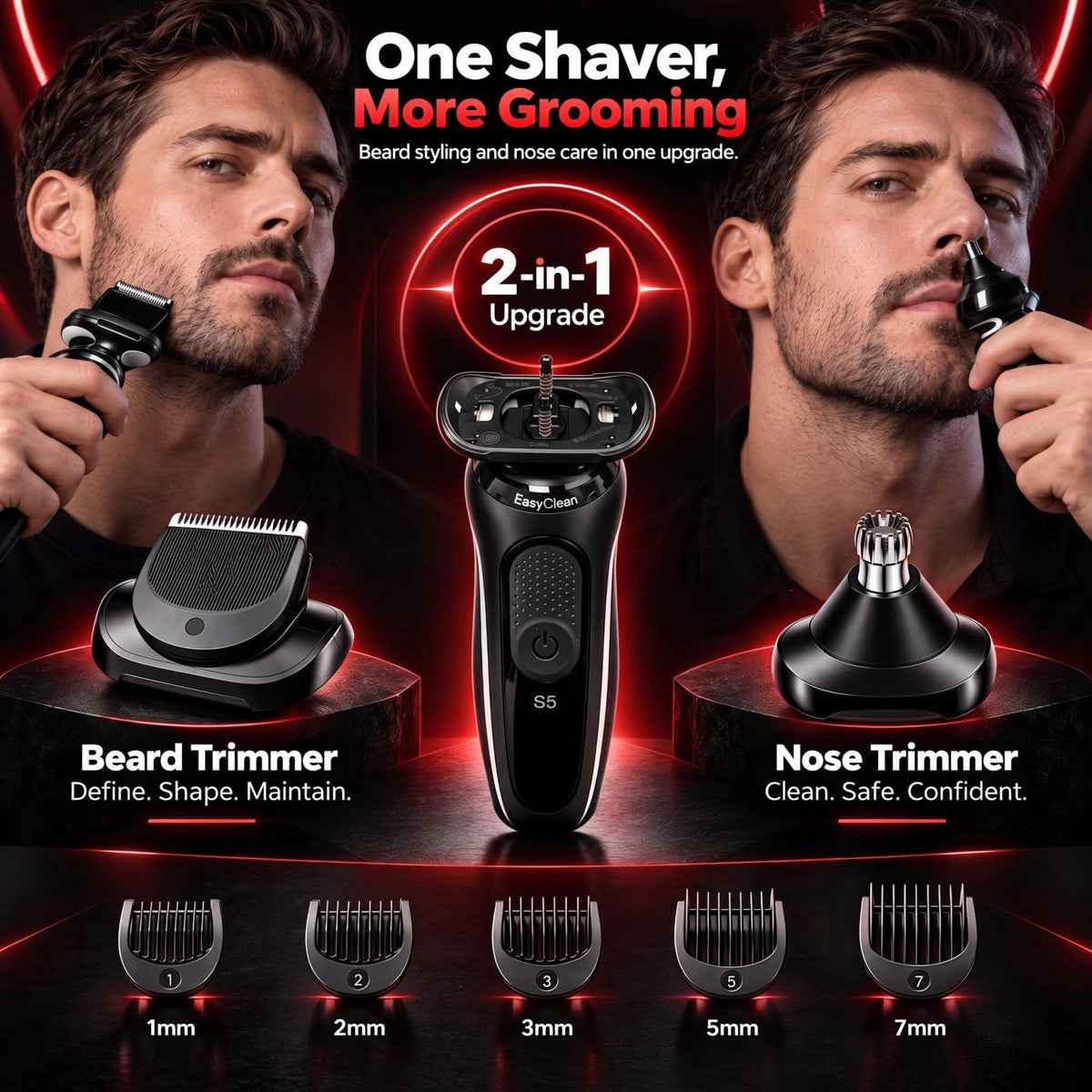 Beard Nose Trimmer Set With 5 Guide Combs for Braun Series 5 by Kepouse — view 3