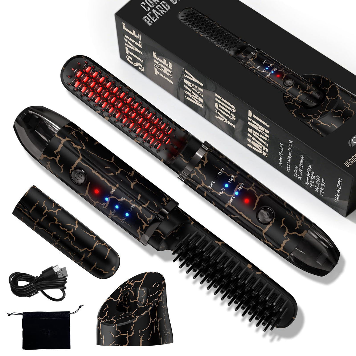 Beard Straightener for Men Cordless Heated Brush and Hair by SICOLTT — view 2