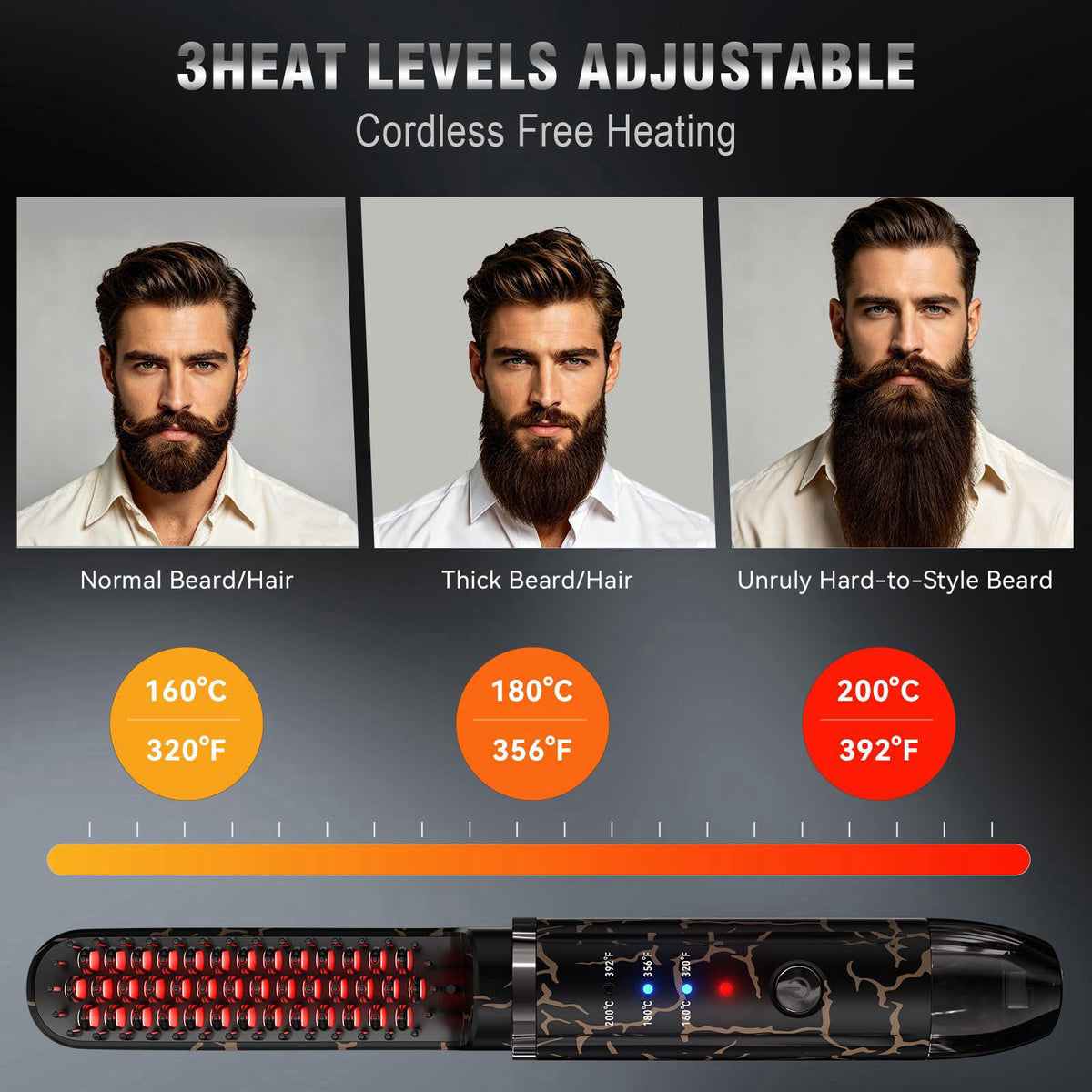 Beard Straightener for Men Cordless Heated Brush and Hair by SICOLTT — view 4