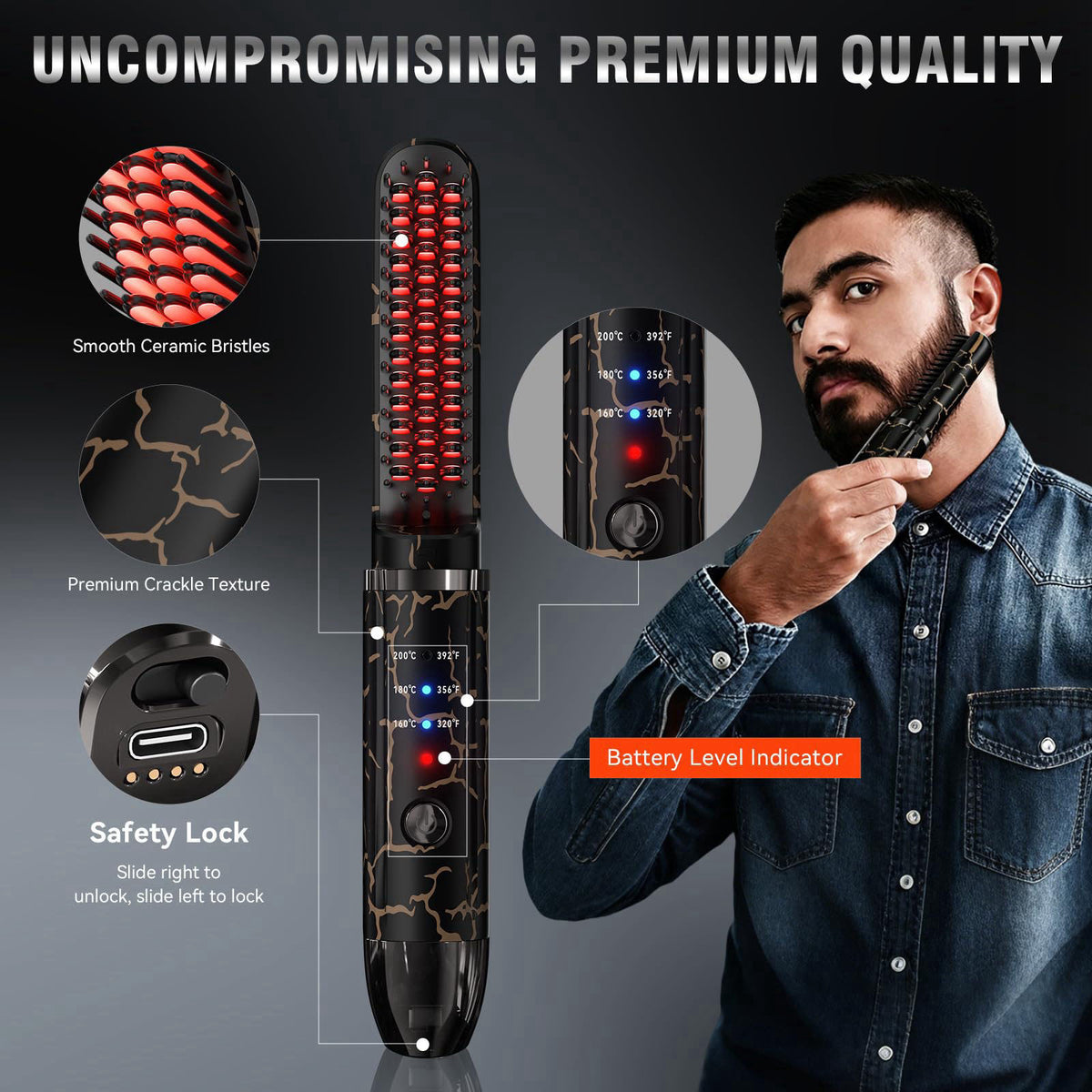Beard Straightener for Men Cordless Heated Brush and Hair by SICOLTT — view 6