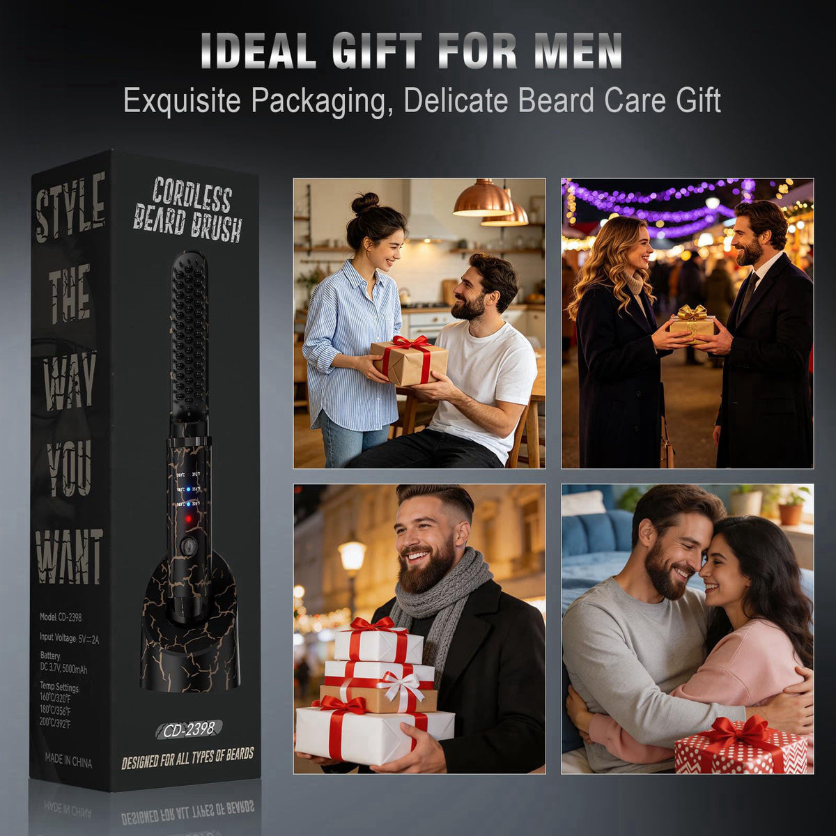 Beard Straightener for Men Cordless Heated Brush and Hair by SICOLTT — view 8