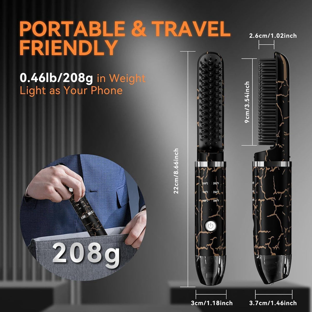 Beard Straightener for Men Cordless Hair Straightener Heated by AKJ — view 6