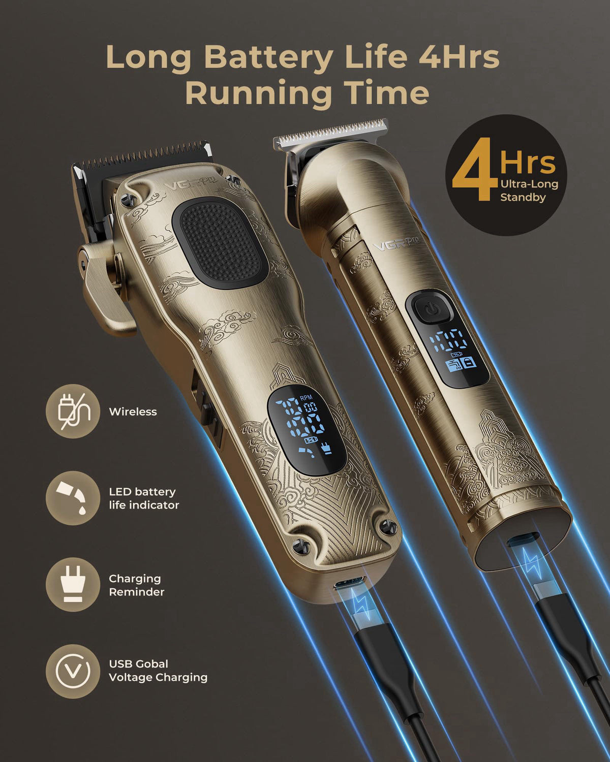 VGRPRO Hair Clippers for Men Professional Cordless Clipper — view 6