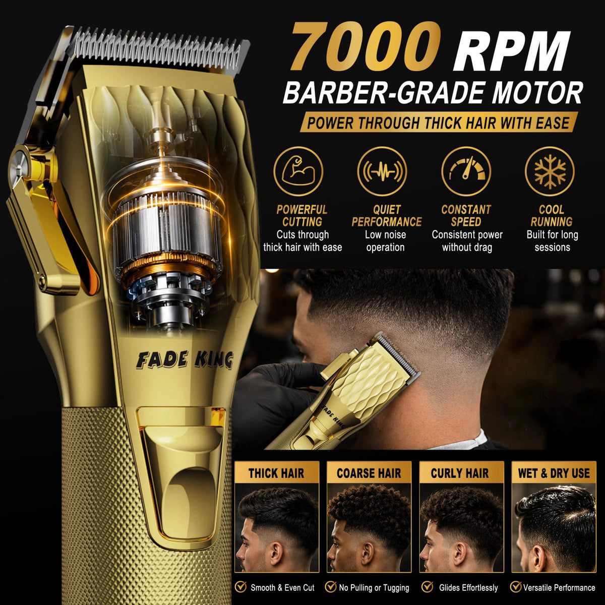 FADEKING Professional Hair Clippers for Men Cordless Clipper — view 4