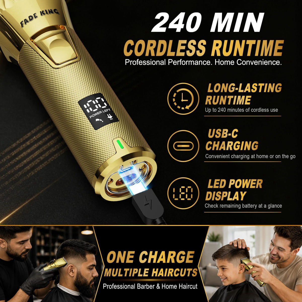 FADEKING Professional Hair Clippers for Men Cordless Clipper — view 6