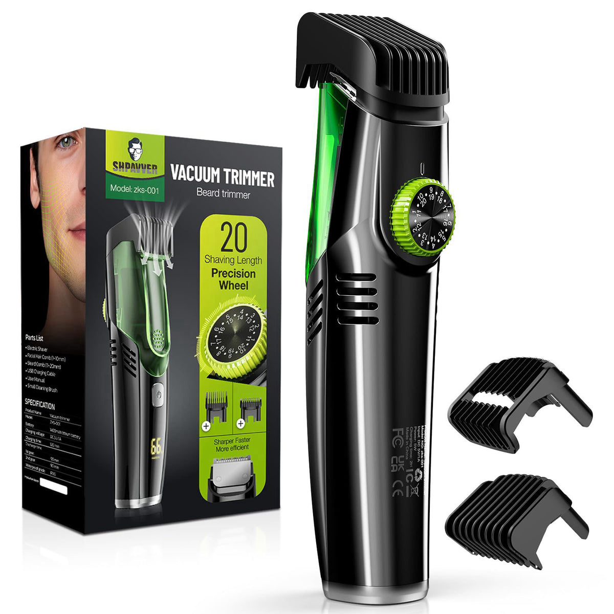 SHPAVVER Beard Trimmer for Men Vacuum Mustache Trimmer for — view 8