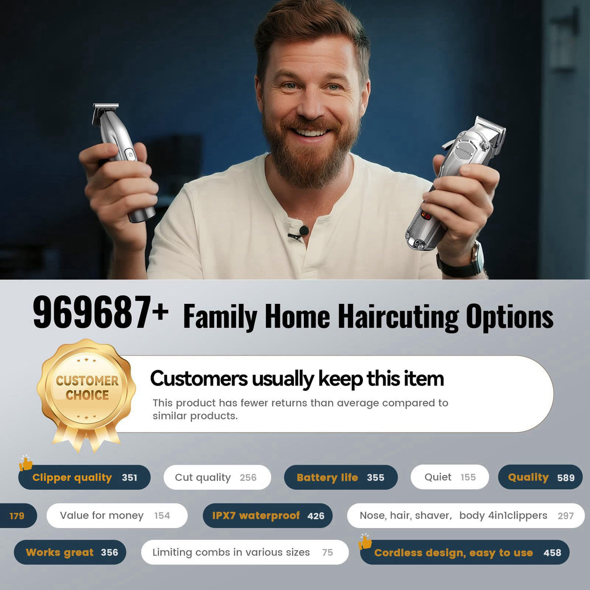 Jack Rose Hair Clippers for Men Set Professional Cordless by Jack & Rose — view 6