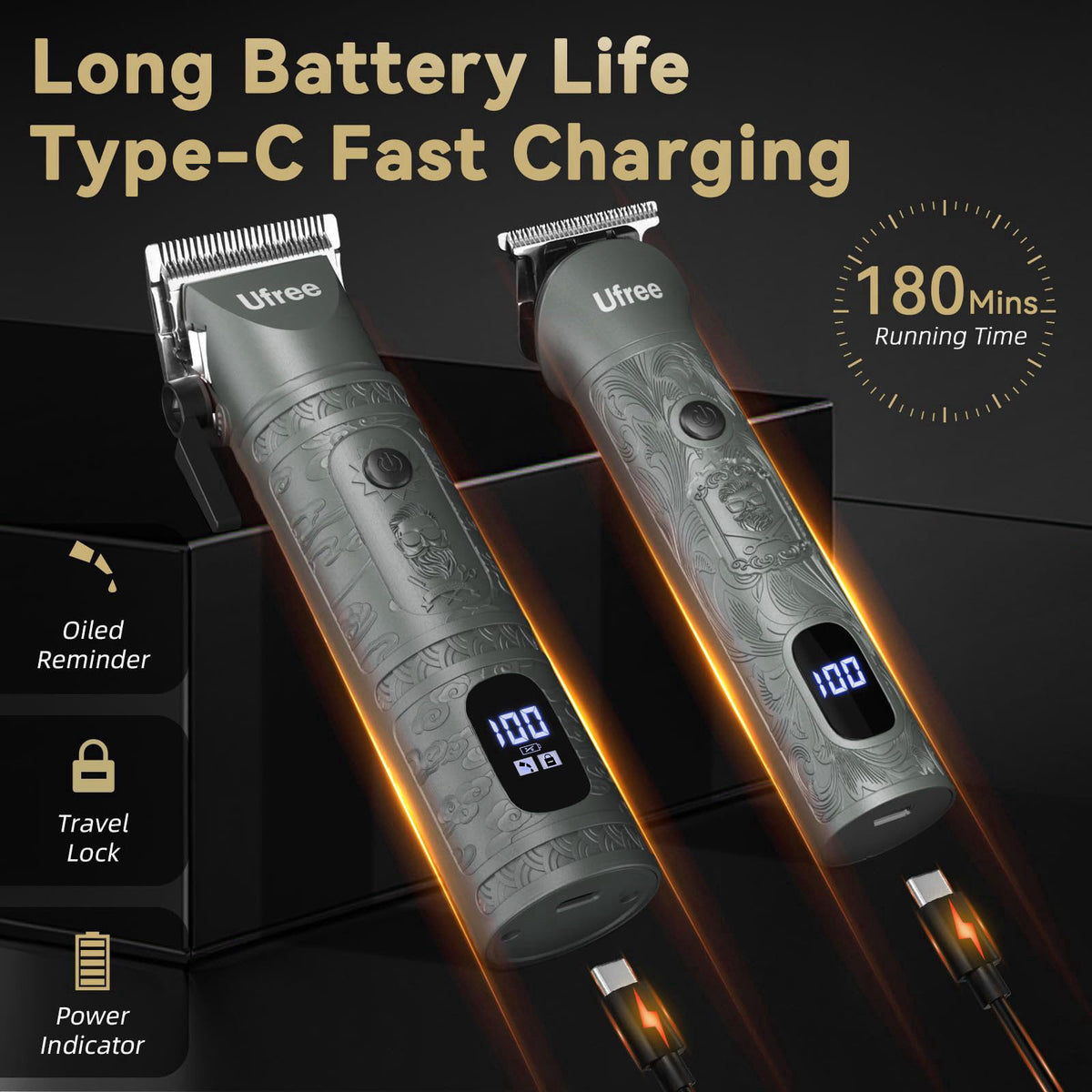 Ufree Hair Clippers for Men Professional Cordless Beard — view 4
