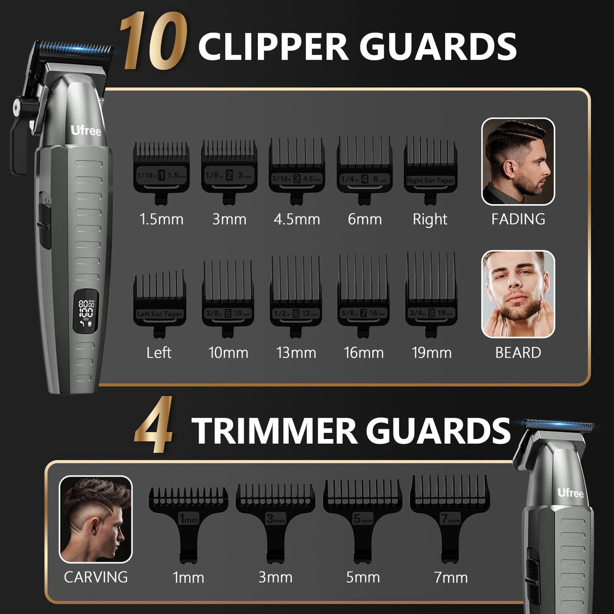 Ufree Hair Clippers and Trimmers Set for Men Electric Razor — view 7