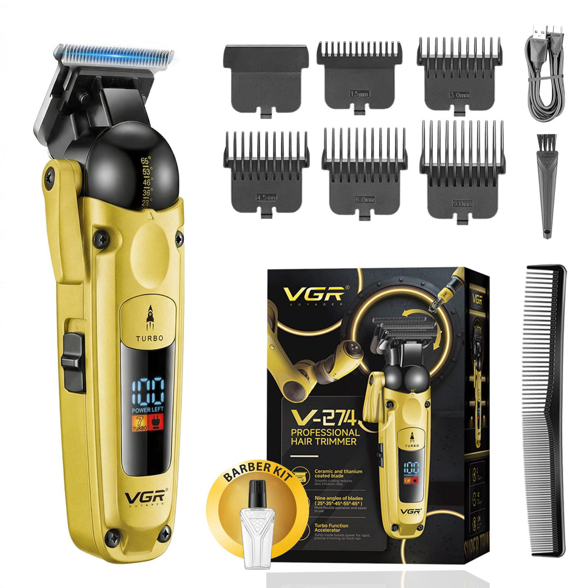 VGR 274 Professional Hair Trimmer for Men with T Blade Gold