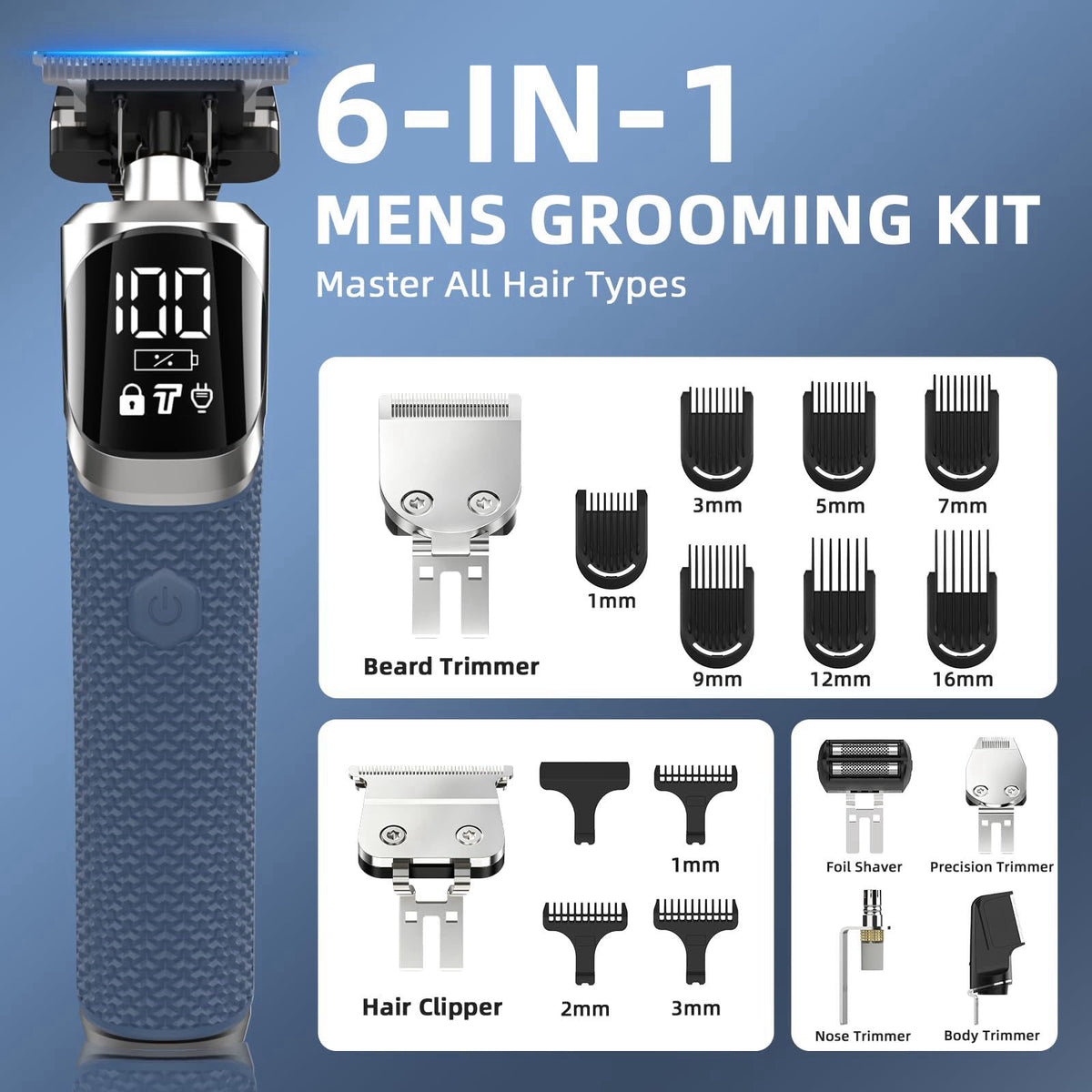 Ufree 6 in 1 Beard Trimmer for Men Electric Shaver Razor — view 5