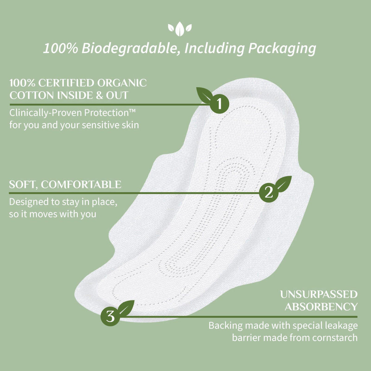 Organyc 100 Certified Organic Cotton Feminine Pads with — view 3