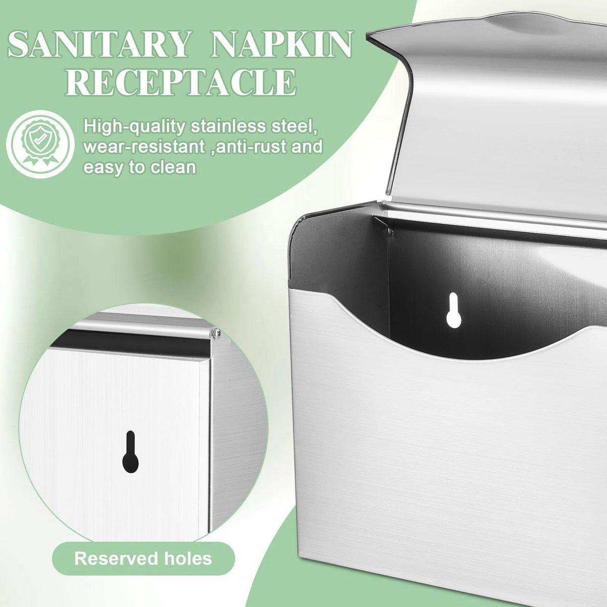 Tioncy 4 Pcs Sanitary Napkin Disposal Receptacle Wall Mount — view 4