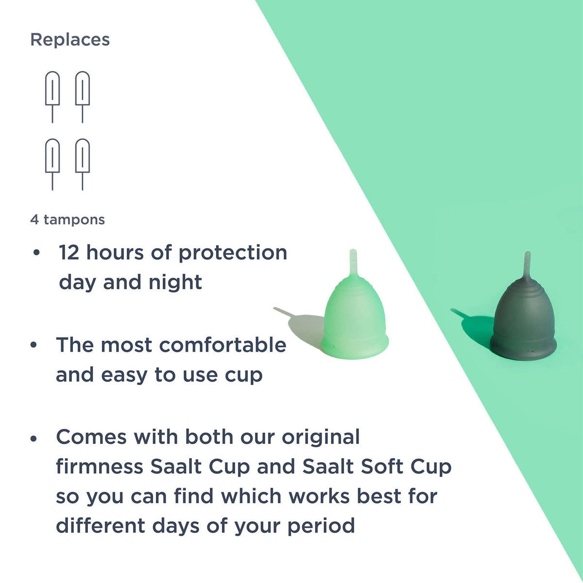 Saalt Twin Pack Reusable Medical Grade Silicone Period Cup — view 5