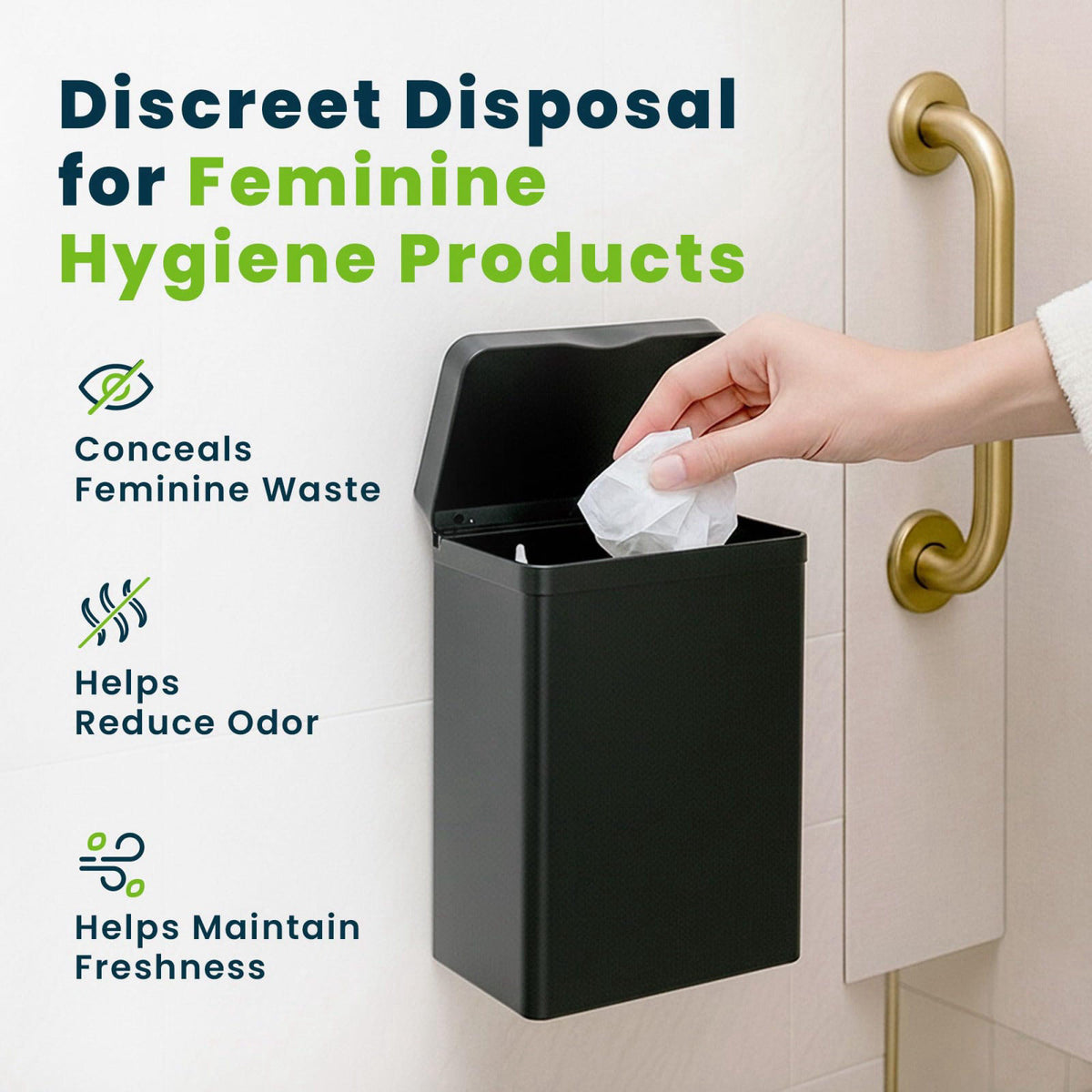 Alpine Sanitary Napkin Receptacle Wall Mounted Tampon Holder — view 3