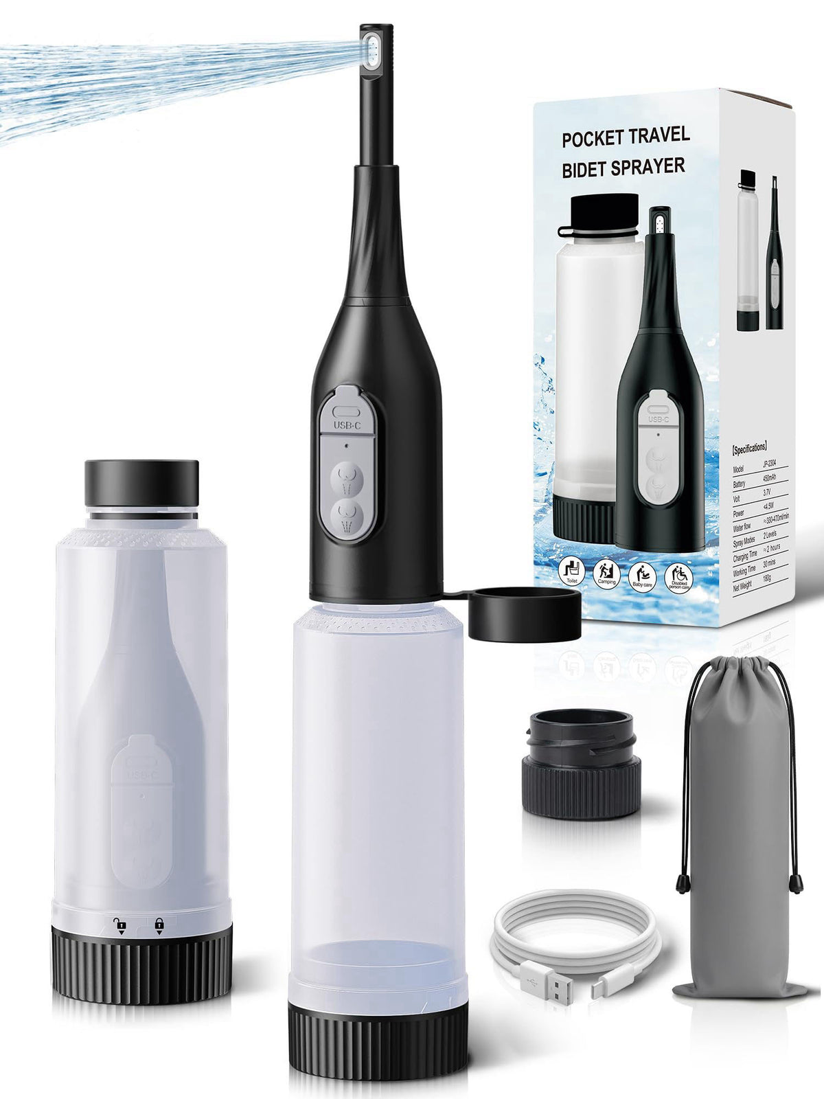 Portable Bidet for Travel Electric Peri Bottle with Dual by ONTHEWEI — view 8