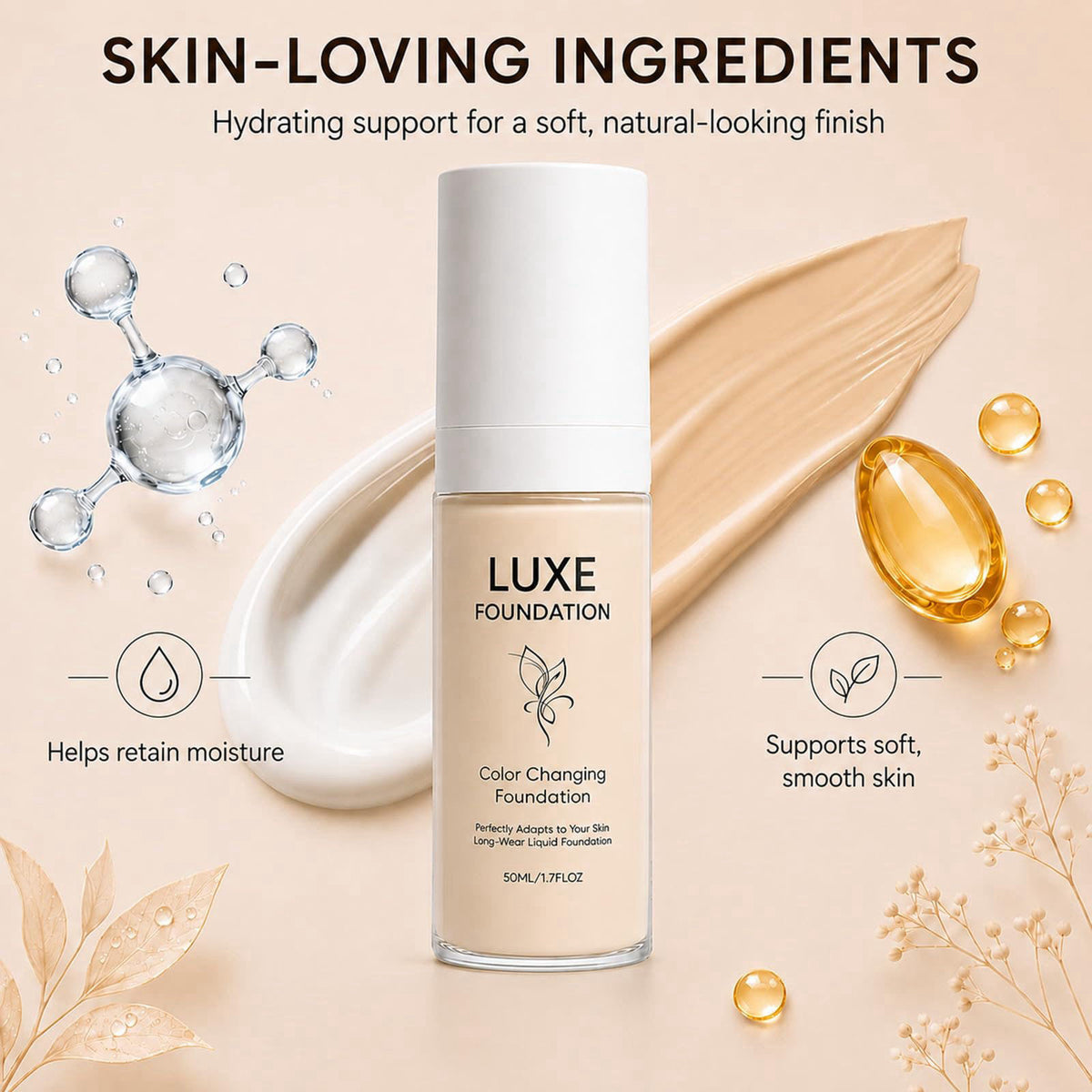 for Mature Skin Color Changing Foundation with Hyaluronic by LUXE FOUNDATION — view 3