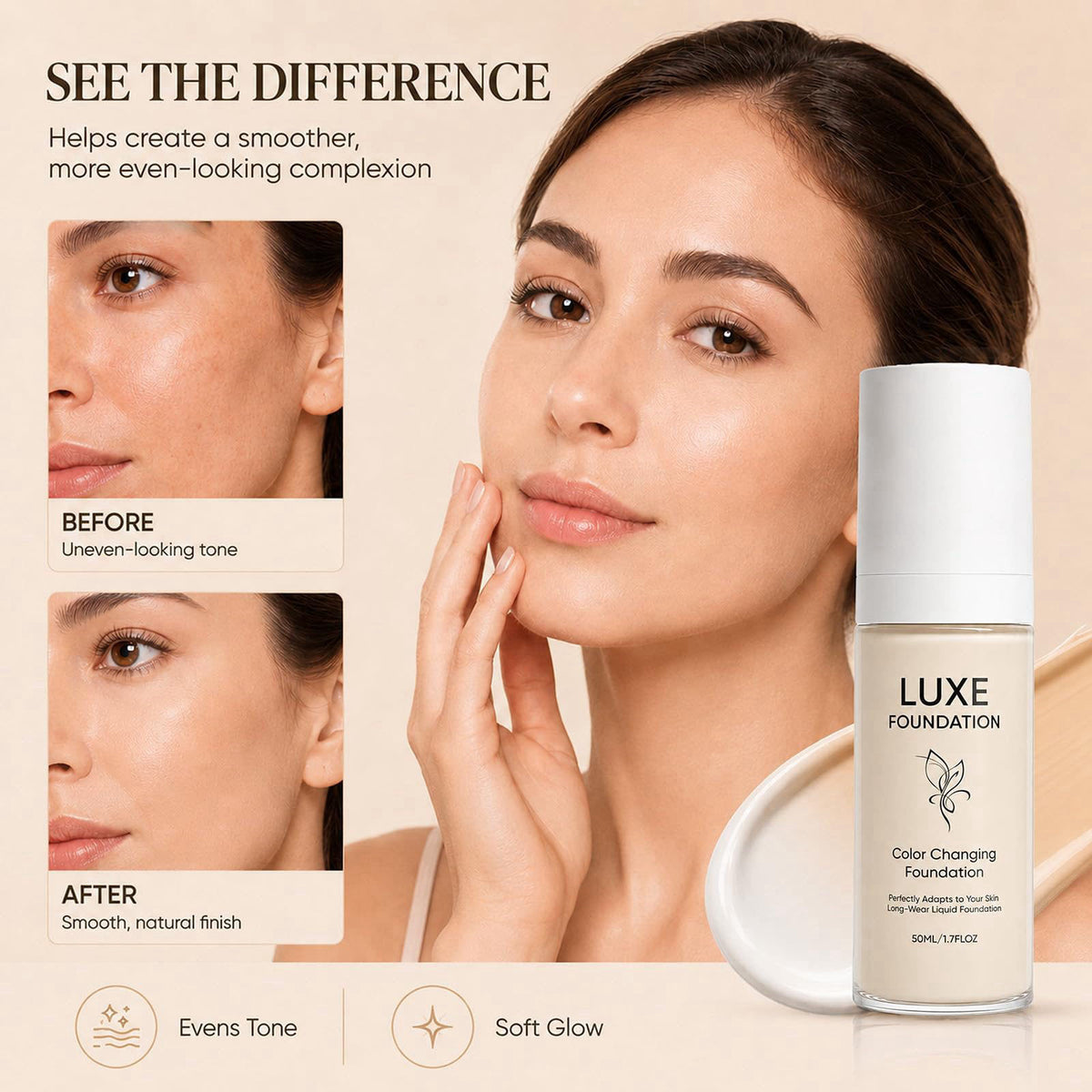 for Mature Skin Color Changing Foundation with Hyaluronic by LUXE FOUNDATION — view 5