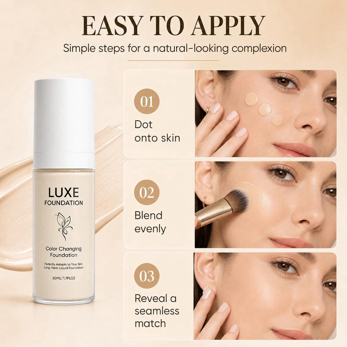 for Mature Skin Color Changing Foundation with Hyaluronic by LUXE FOUNDATION — view 7