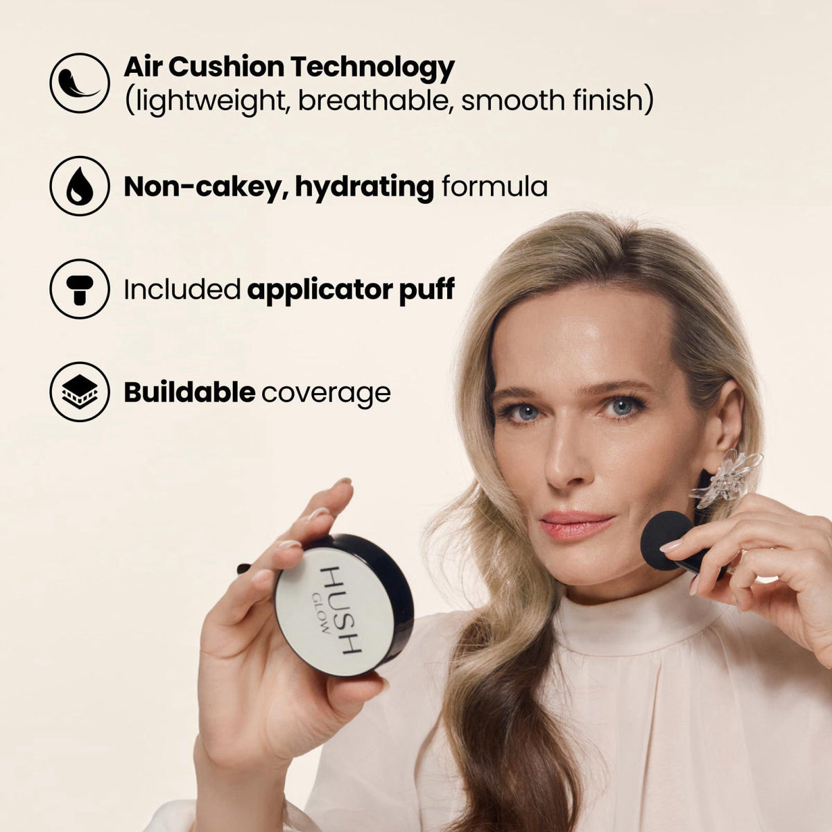 HushGlow Cushion Foundation SPF 30 Skincare Infused Formula by Hush Glow — view 3