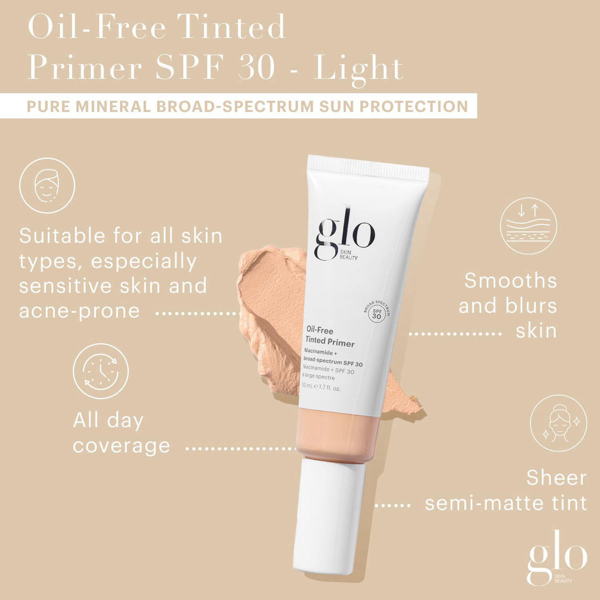 Glo Skin Beauty Oil Free Tinted Primer SPF 30 Light 1 7 oz — view 3