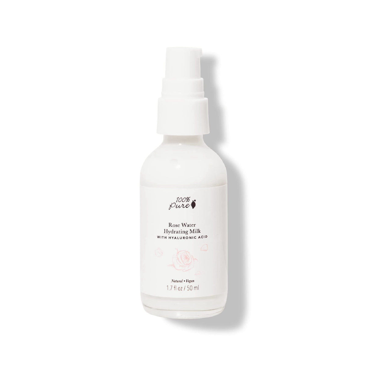 100% PURE Rose Water Hydrating Milk with Hyaluronic Acid & Squalane 1.7 oz – product photo (Face Moisturizers)