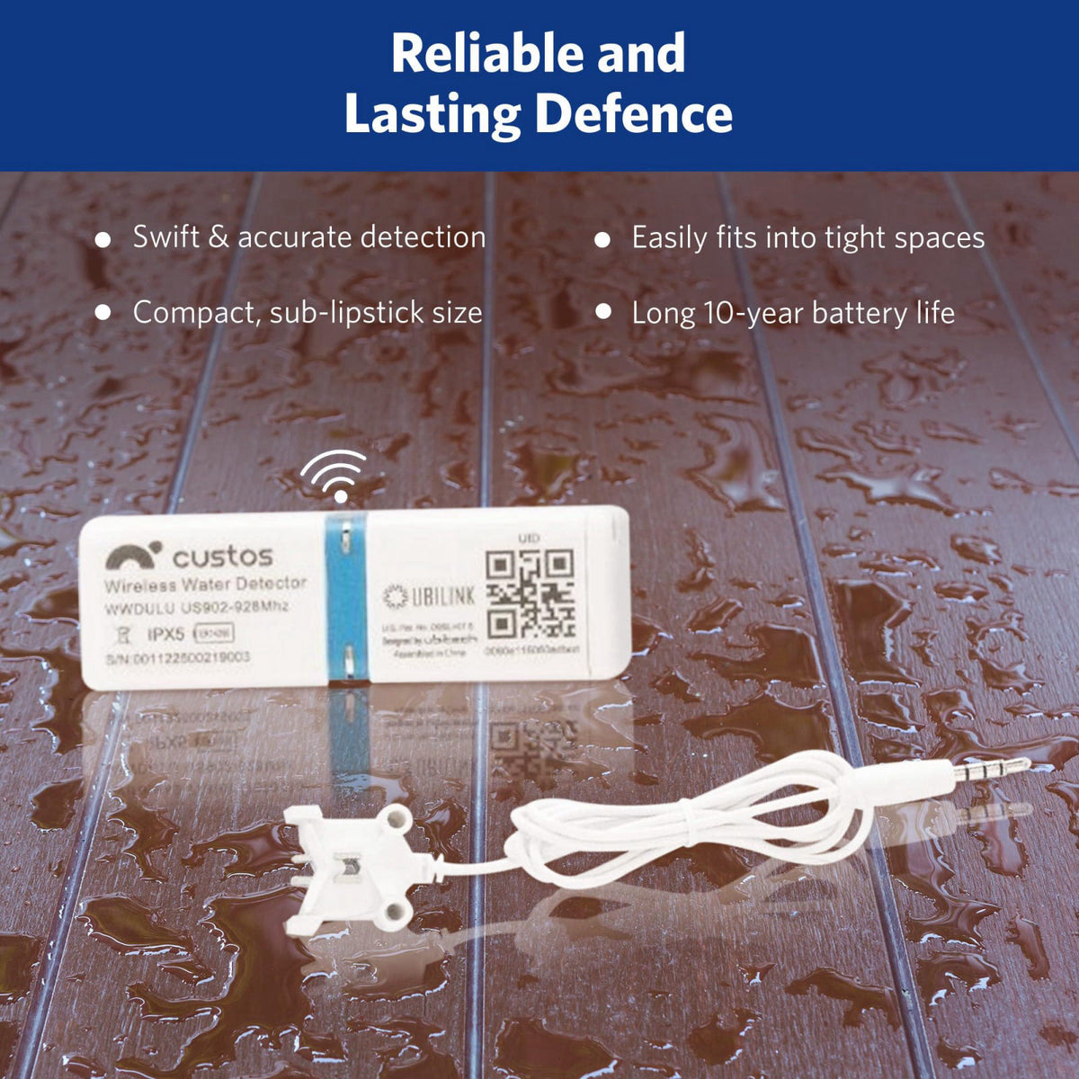WWD Water Leak Detector Smart Water Monitor Battery Operated by CUSTOS — view 5