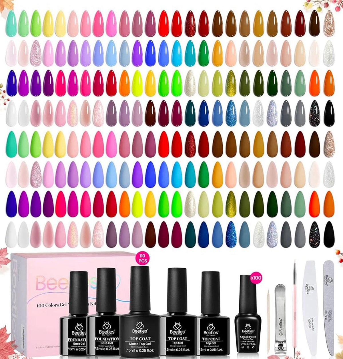 Beetles 110 PCS Gel Nail Polish Set Fall Gel Polish Kit 100 by beetles Gel Polish — view 2