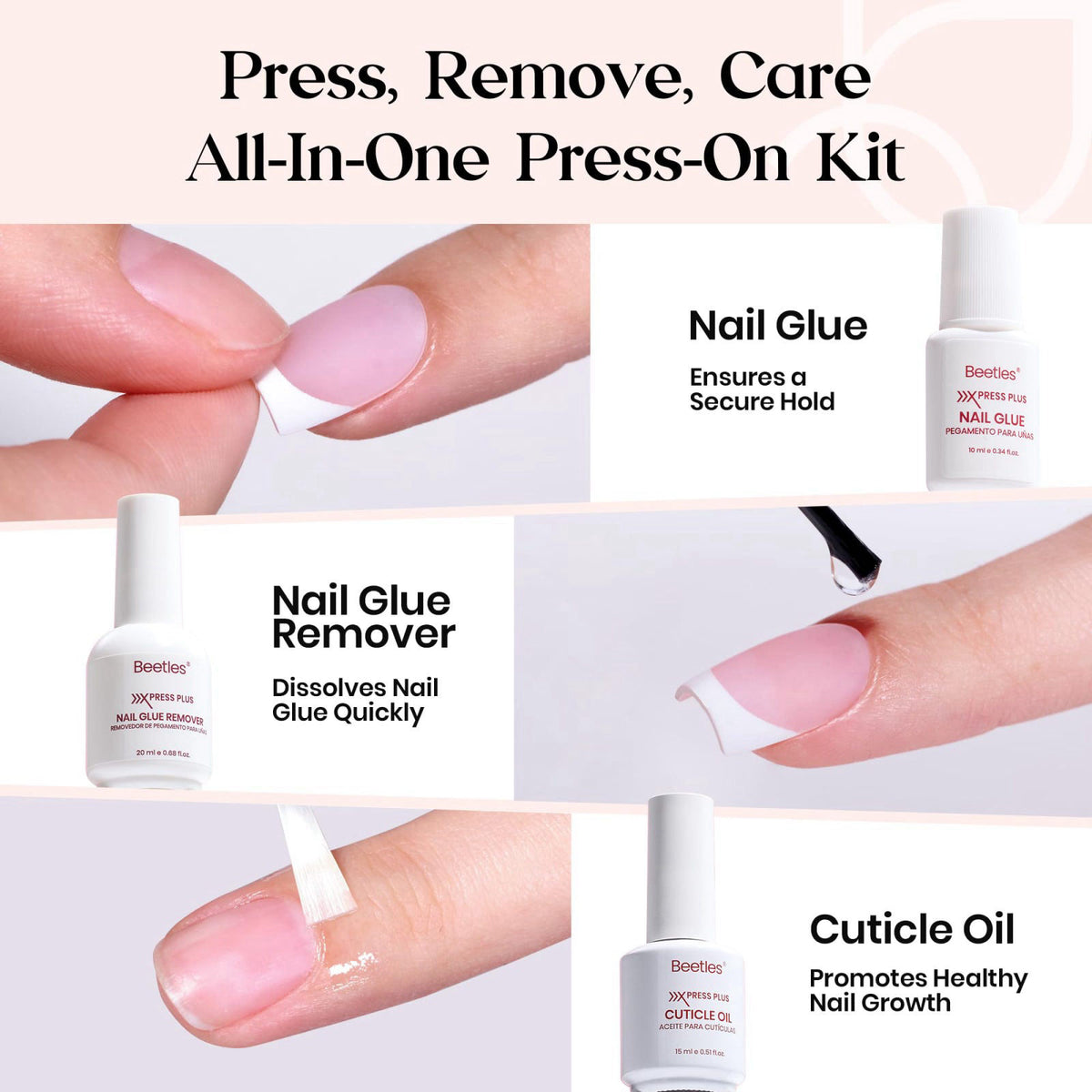Beetles French Tip Press On Nail Kit by beetles Gel Polish — view 3