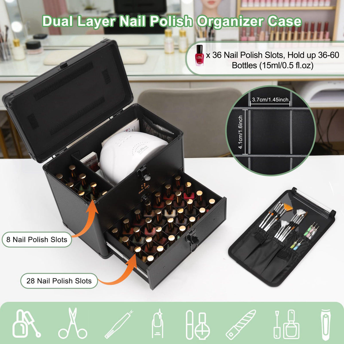 Relavel Nail Polish Organizer Nail Bag Organizer Case Holds — view 3