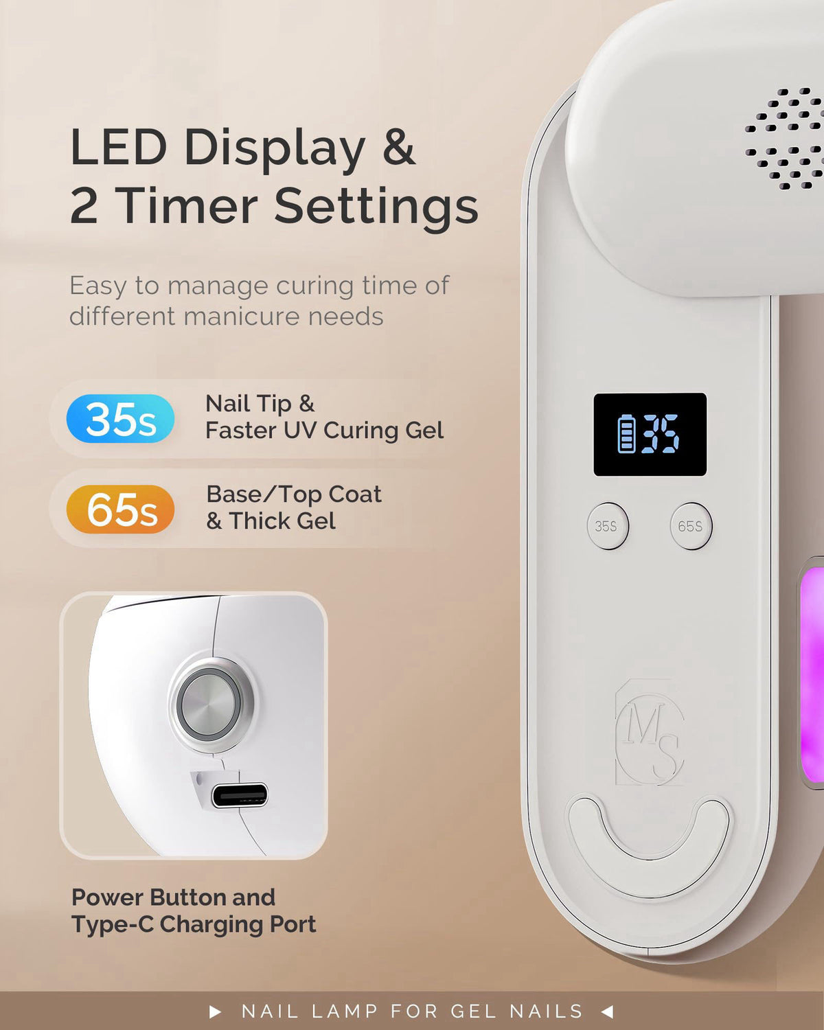 MelodySusie Compact Cordless UV LED Nail Lamp P PLUS20F for — view 7