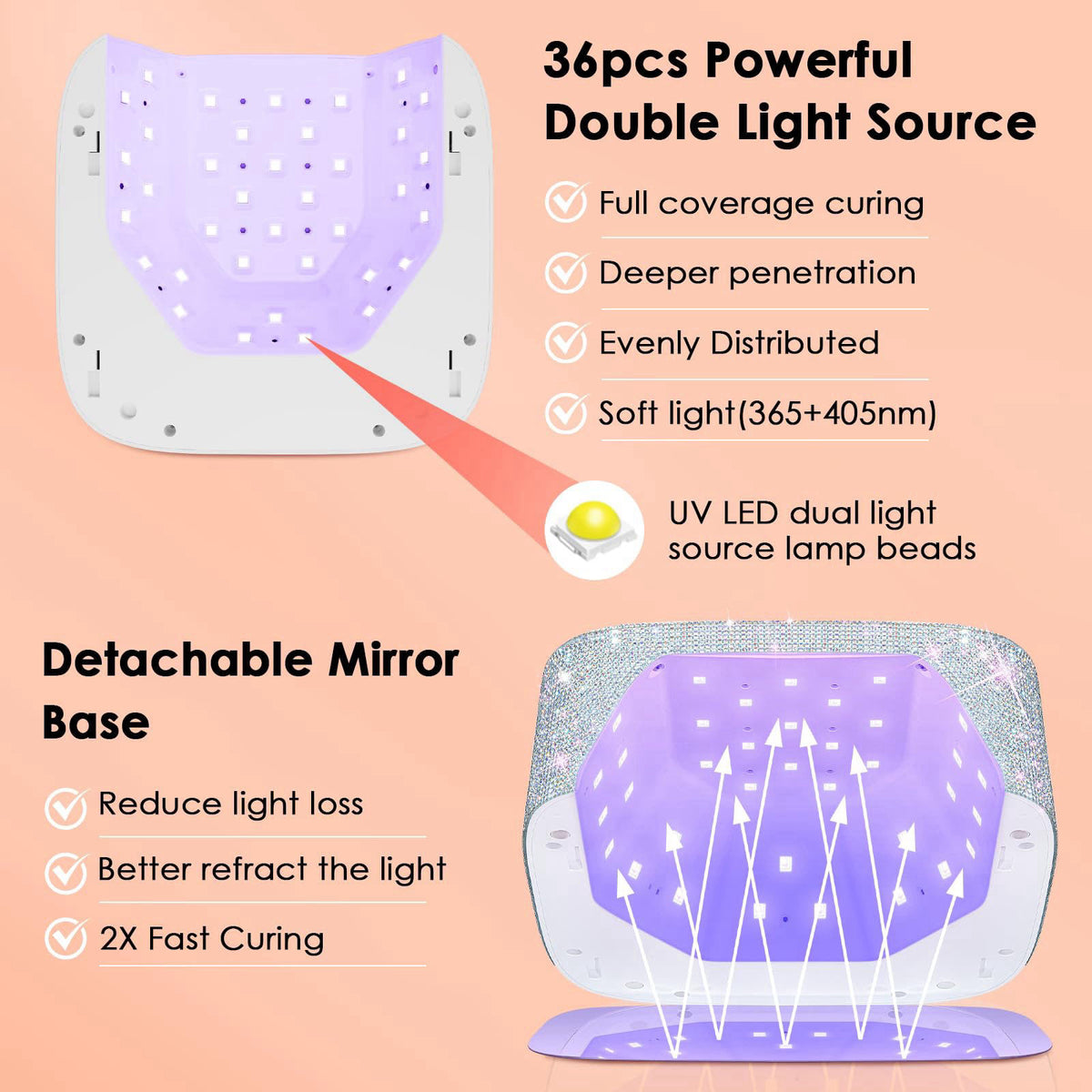 UV LED Nail Lamp Cordless HUITINE 80W Rechargeable UV Light — view 4
