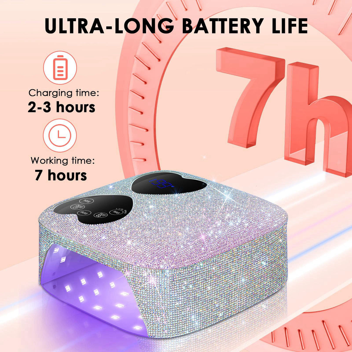 UV LED Nail Lamp Cordless HUITINE 80W Rechargeable UV Light — view 6