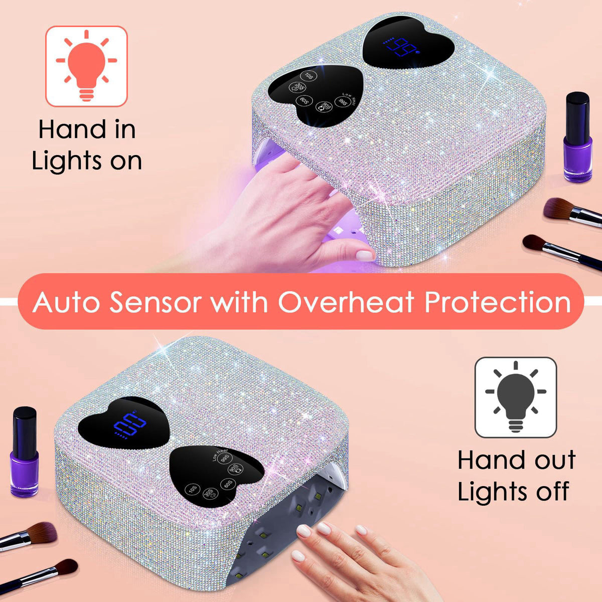 UV LED Nail Lamp Cordless HUITINE 80W Rechargeable UV Light — view 7