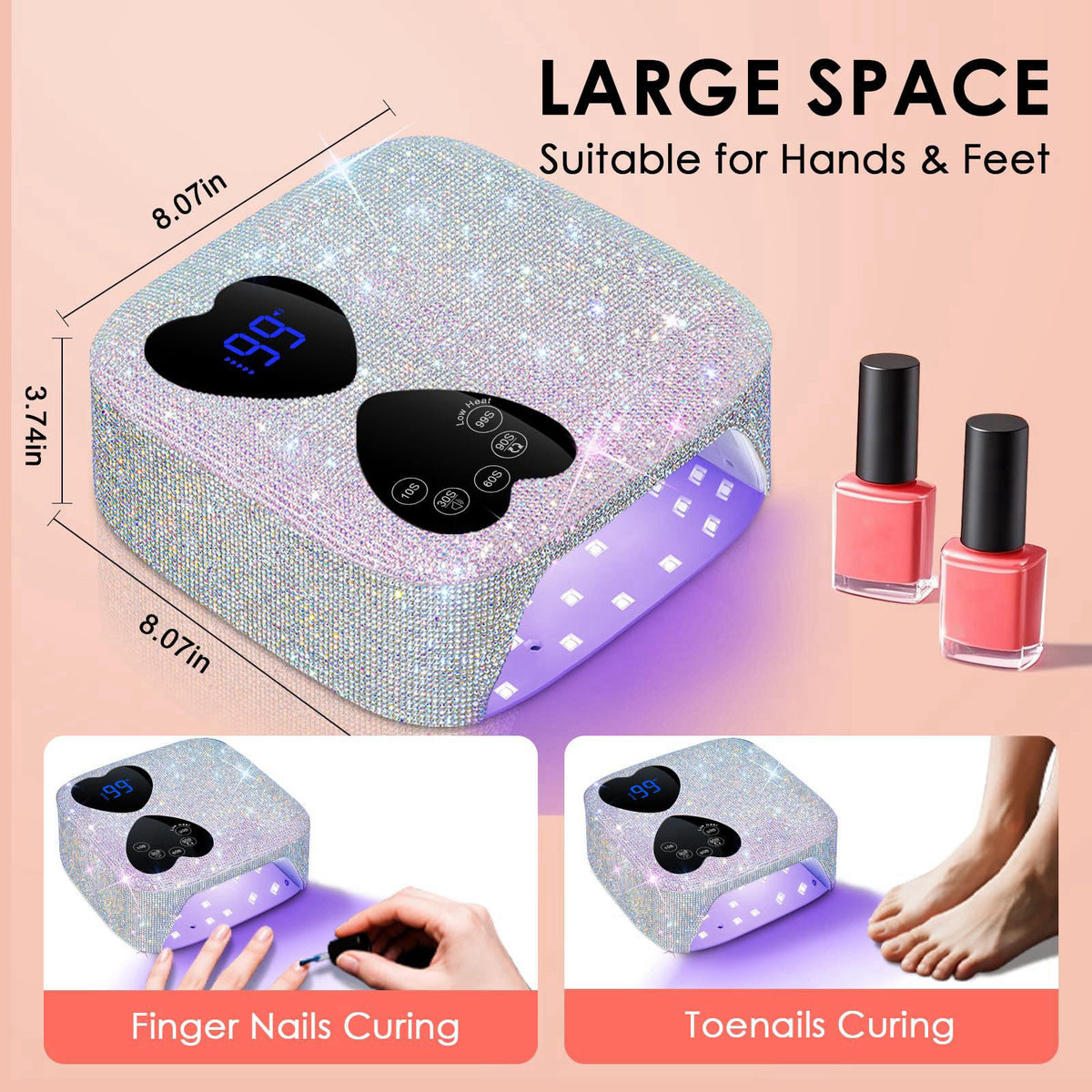 UV LED Nail Lamp Cordless HUITINE 80W Rechargeable UV Light — view 8