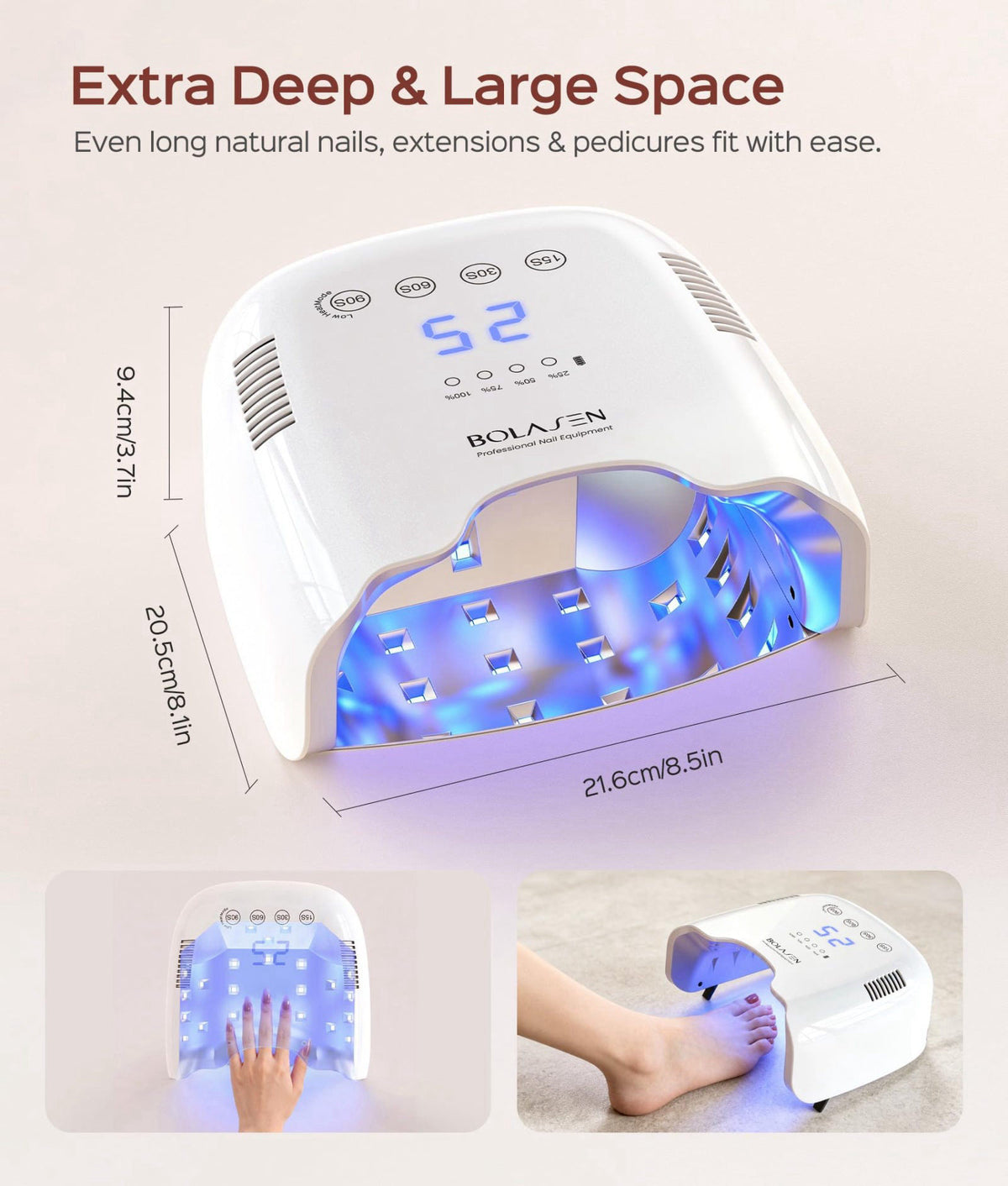 BOLASEN P30 Pro Cordless Rechargeable UV LED Nail Lamp for — view 6