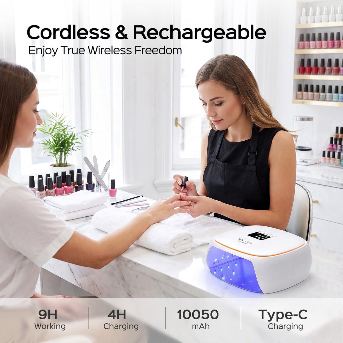 BOLASEN USB C Rechargeable Cordless LED UV Nail Lamp for — view 3