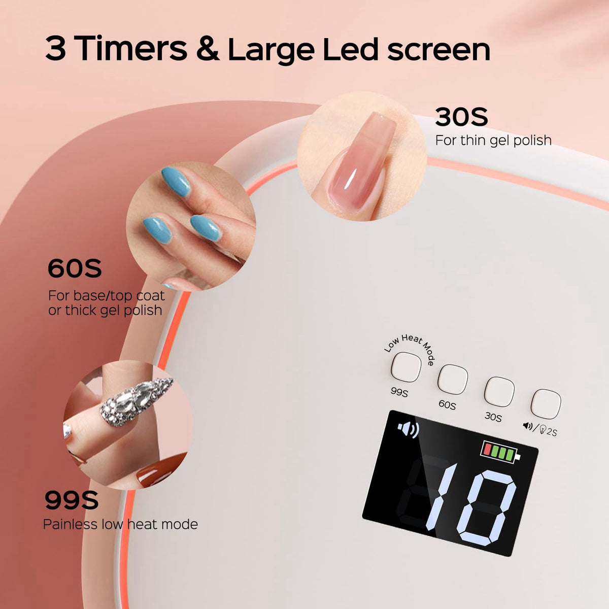 BOLASEN USB C Rechargeable Cordless LED UV Nail Lamp for — view 8