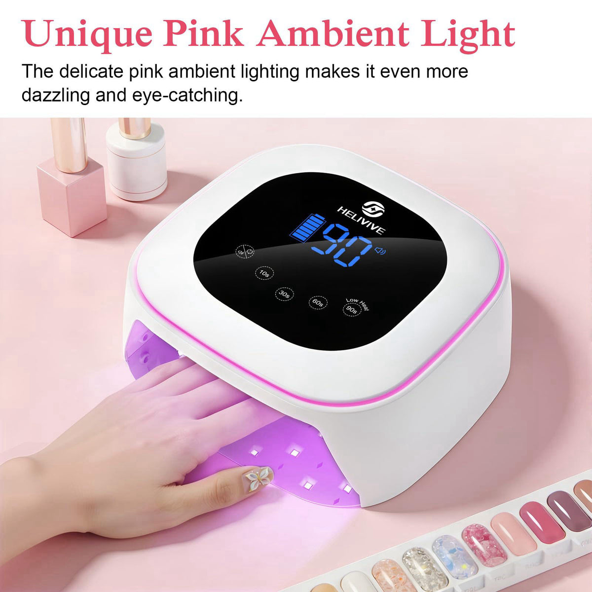 Cordless UV LED Nail Lamp 80W Rechargeable Nail Dryer Light by HELIVIVE — view 3